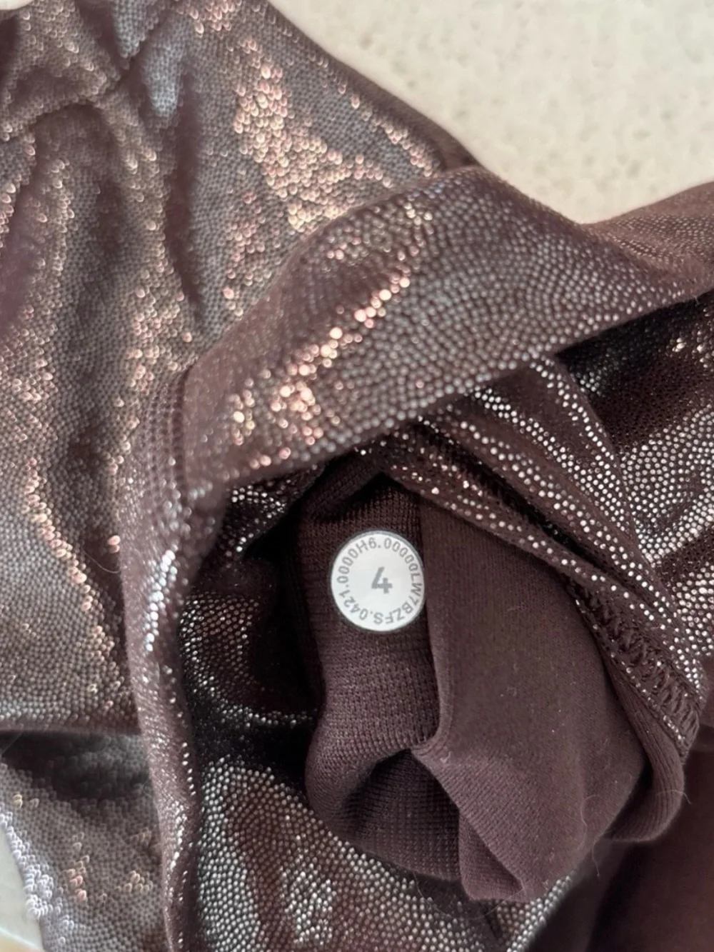 Rare ALO Yoga Metallic Brown Shimmer Sports Bra & High-Waist Shorts Set